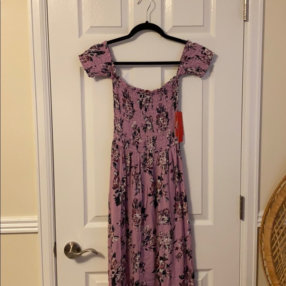 Lavender smocked high low boho dress.